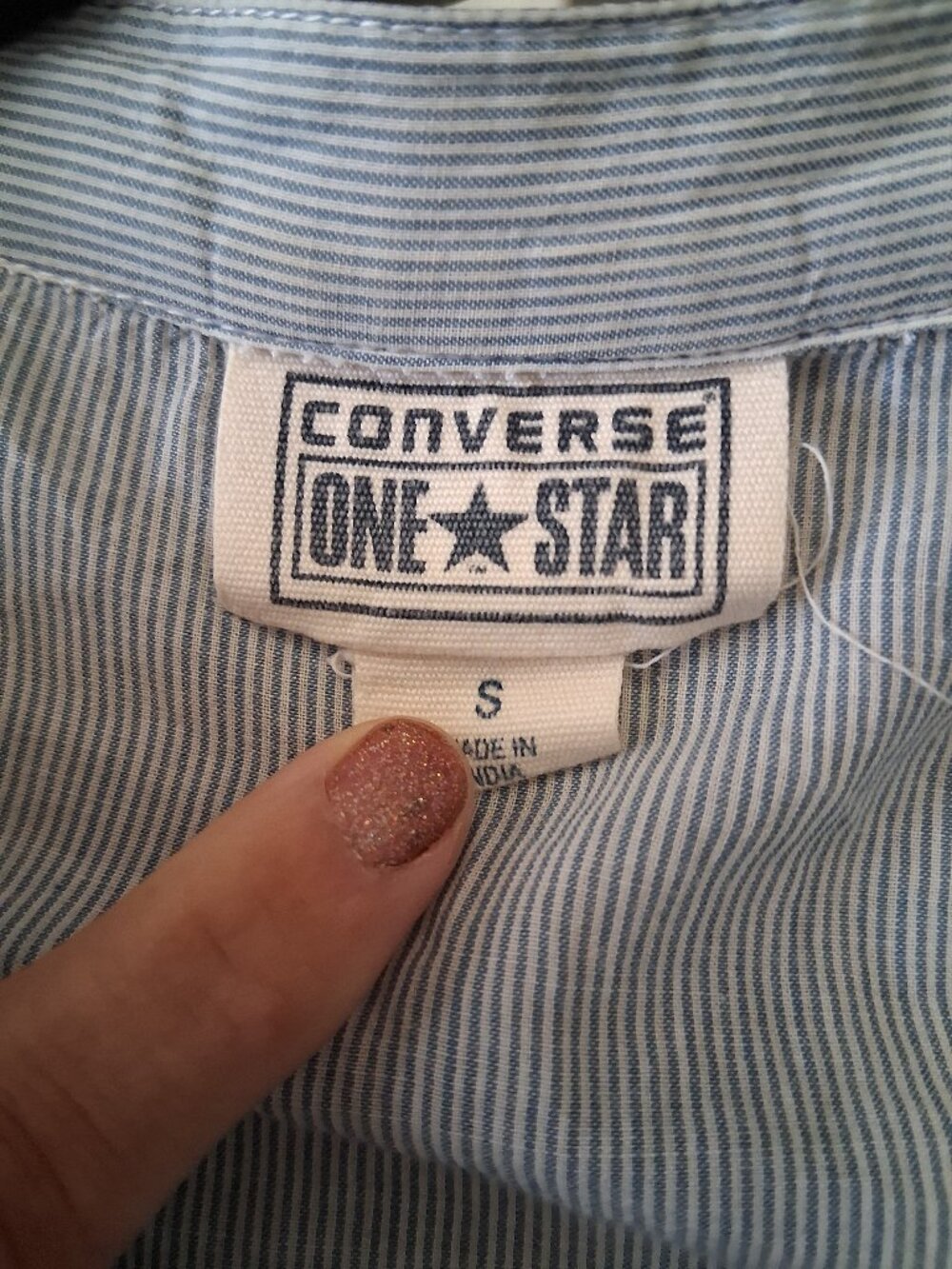 Converse baby doll blue and white pin stripe blouse